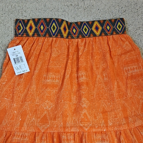 Wet Linen Vermillion Resort Casual Aztec Waistband Maxi Skirt Coverup Size XS - Picture 4 of 7